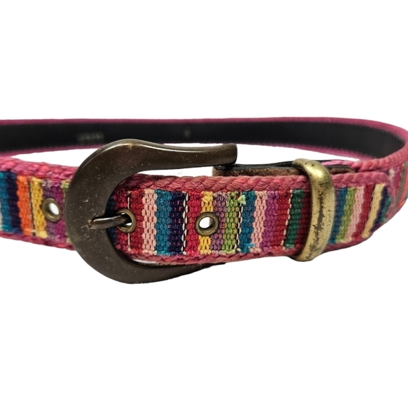 Unbranded Multicolor‎ Color Rainbow Canvas Belt Size Small Unisex - Picture 2 of 7